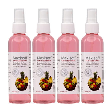 Maxisoft Fruit Basket Sanitizer Spray | Aloe Vera Neem & Vitamin E (120 Ml Pack Of 12)