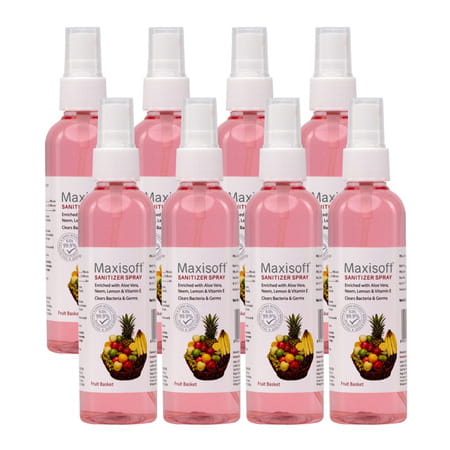 Maxisoft Fruit Basket Sanitizer Spray | Aloe Vera Neem & Vitamin E (120 Ml Pack Of 12)