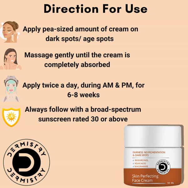 Dermistry Pigmentation Dark Spots Tan Removal Whitening Lightening Fairness Kojic Acid Face Cream 
