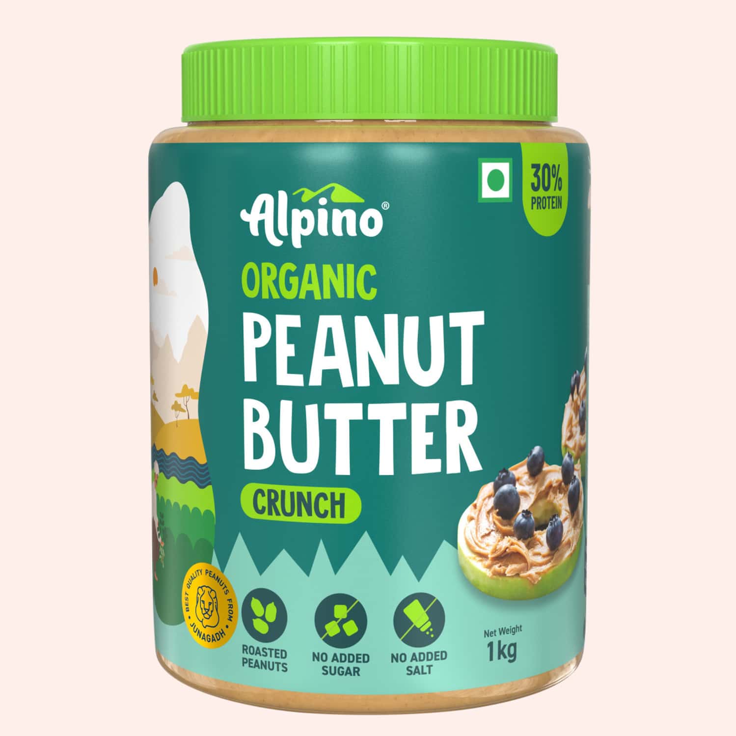Alpino Organic Natural Peanut Butter Crunch 1kg