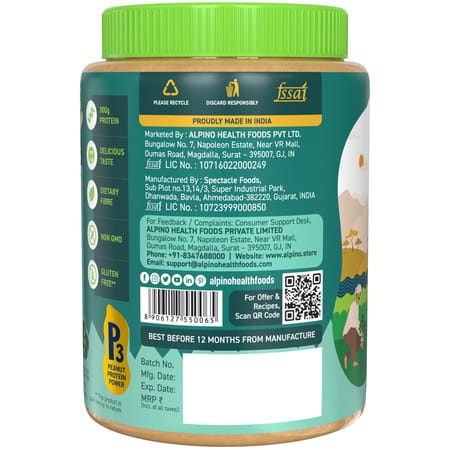 Alpino Organic Natural Peanut Butter Crunch 1kg