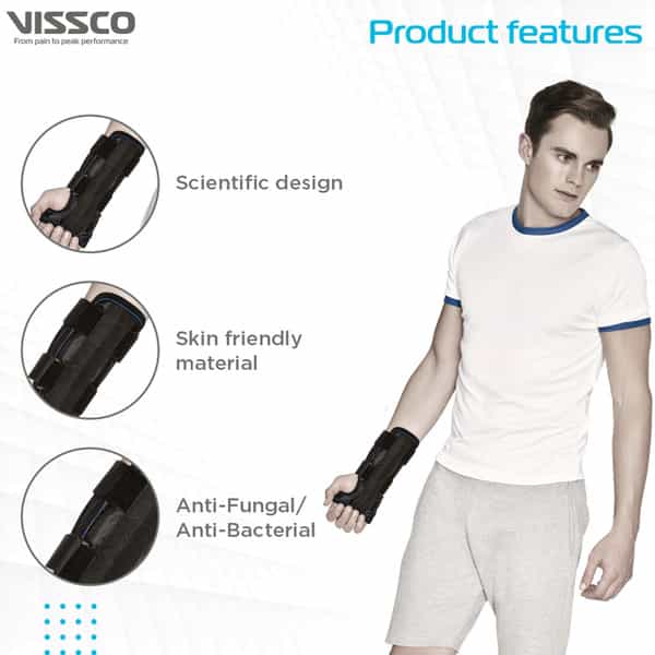 Vissco Forearm Support - Short|Provides Support To The Wrist Colle's Fracture &Wrist Sprain(Black)