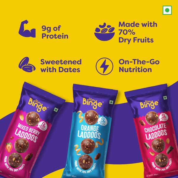 The Healthy Binge Assorted Protein Date Laddoos | Chocolate | Mixed Berry & Orange | 3 X 120G