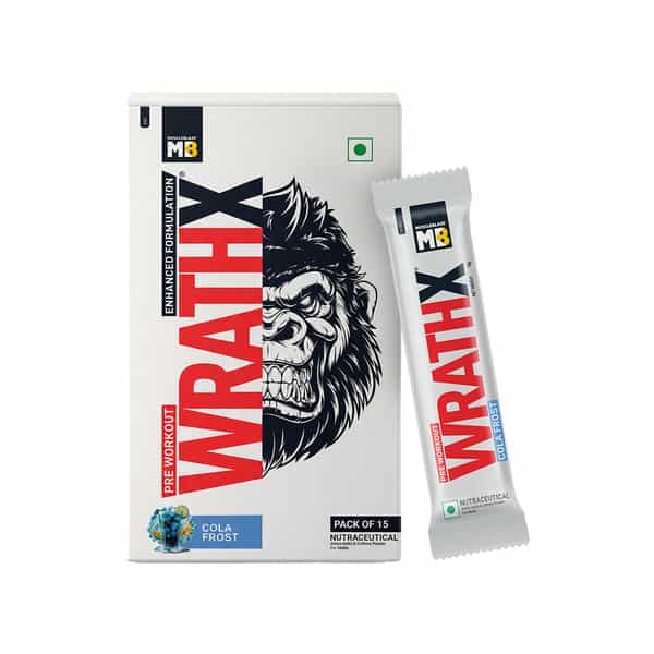 Muscleblaze Pre Workout Wrathx Powder| Cola Frost| 270G | Crash Free With Caffeine & Citrulline