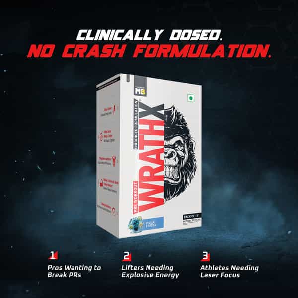 Muscleblaze Pre Workout Wrathx Powder| Cola Frost| 270G | Crash Free With Caffeine & Citrulline