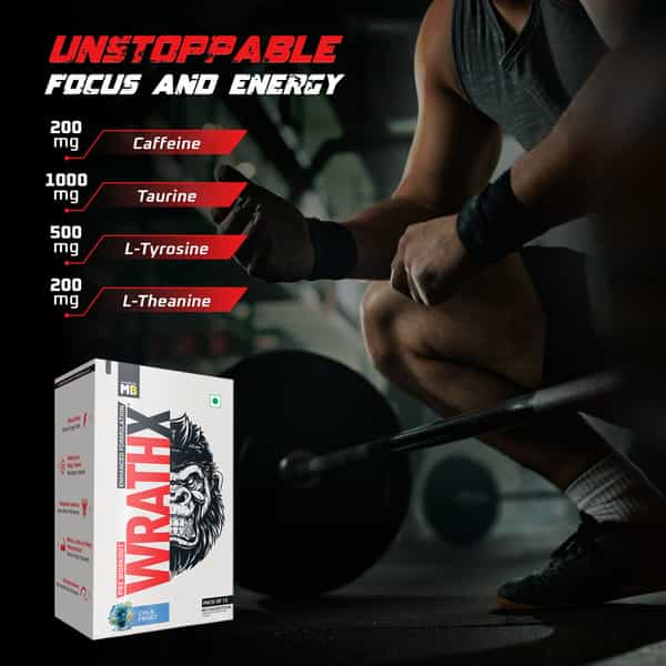 Muscleblaze Pre Workout Wrathx Powder| Cola Frost| 270G | Crash Free With Caffeine & Citrulline