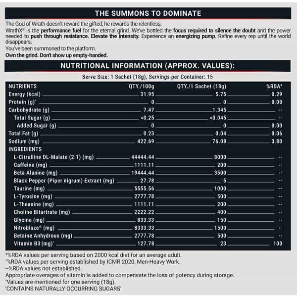 Muscleblaze Pre Workout Wrathx Powder| Cola Frost| 270G | Crash Free With Caffeine & Citrulline