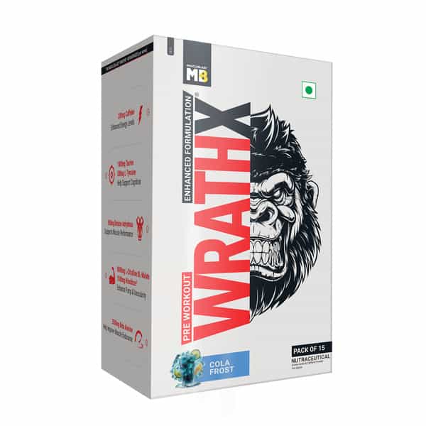 Muscleblaze Pre Workout Wrathx Powder| Cola Frost| 270G | Crash Free With Caffeine & Citrulline