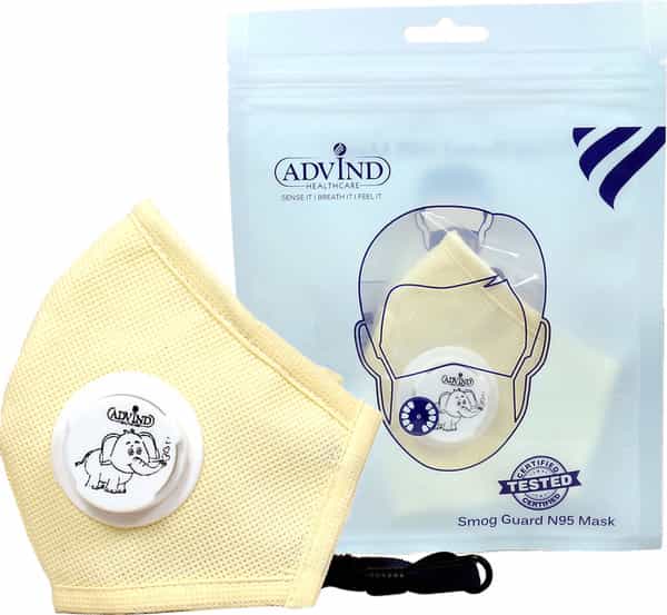 Advind Healthcare Smog Guard N95 Kids Mask With One Valve Xs (3-5 Years) - Beige Pack Of 1