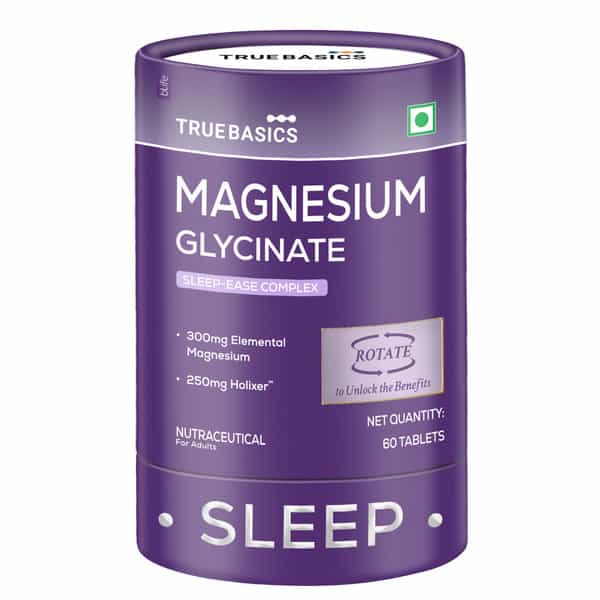 Truebasics Magnesium Glycinate Sleep-Ease Complex| 60 Tablets | 300Mg Elemental Magnesium