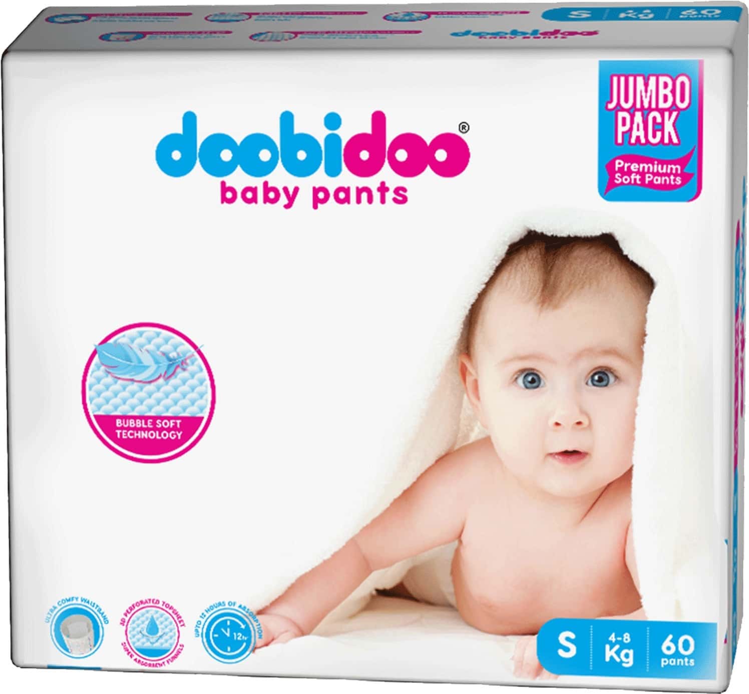 Buy DOOBIDOO BABY PANTS SMALL SIZE DIAPERS (60 COUNT) Online & Get