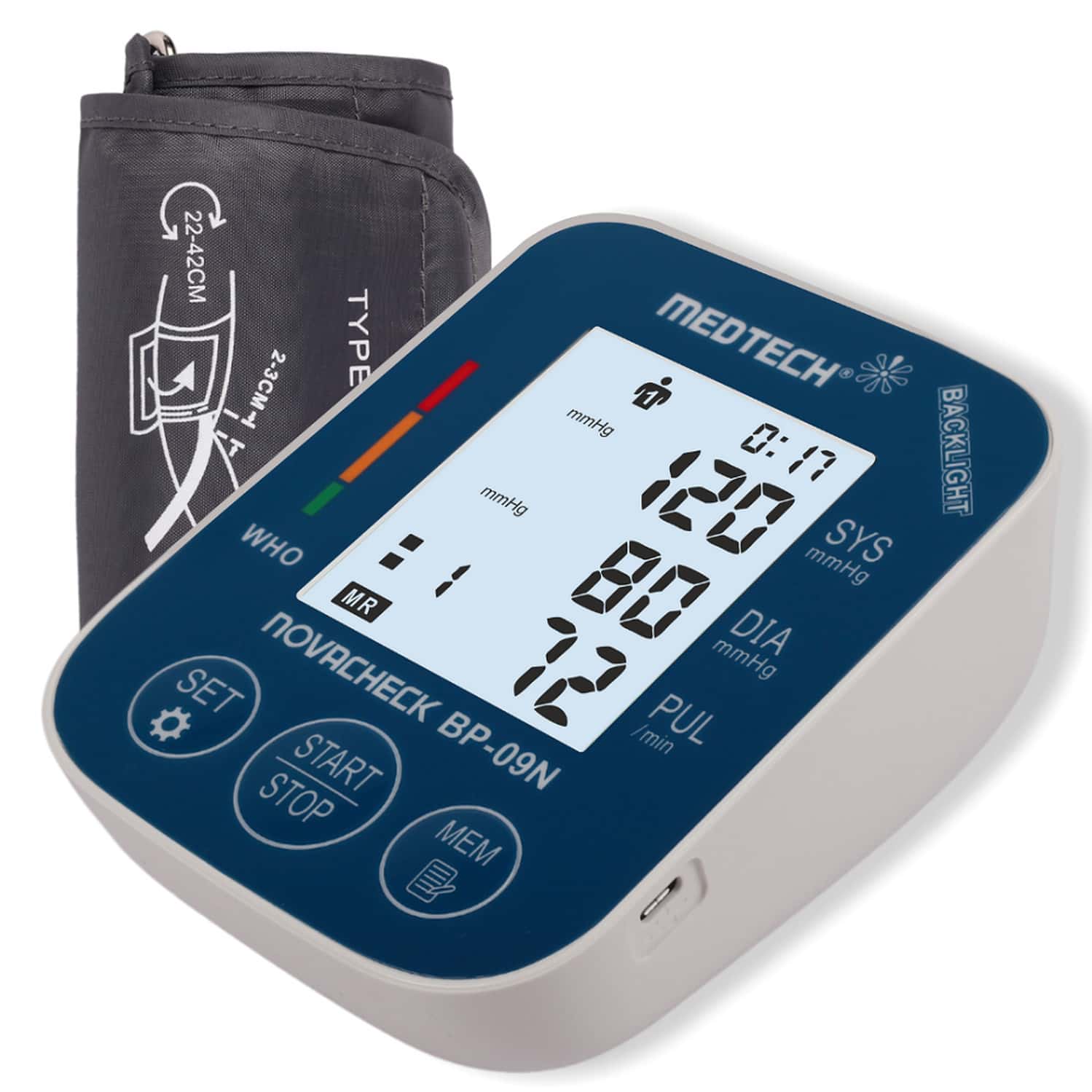Medtech Blood Pressure Monitor Bp09n With Backlight