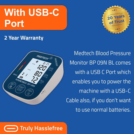 Medtech Blood Pressure Monitor Bp09n With Backlight