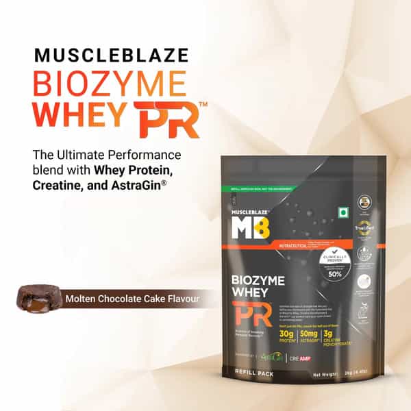 Muscleblaze Biozyme Whey Protein Pr With 30G Protein | Molten Chocolate Cake (2Kg Refill Pack)