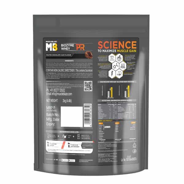 Muscleblaze Biozyme Whey Protein Pr With 30G Protein | Molten Chocolate Cake (2Kg Refill Pack)