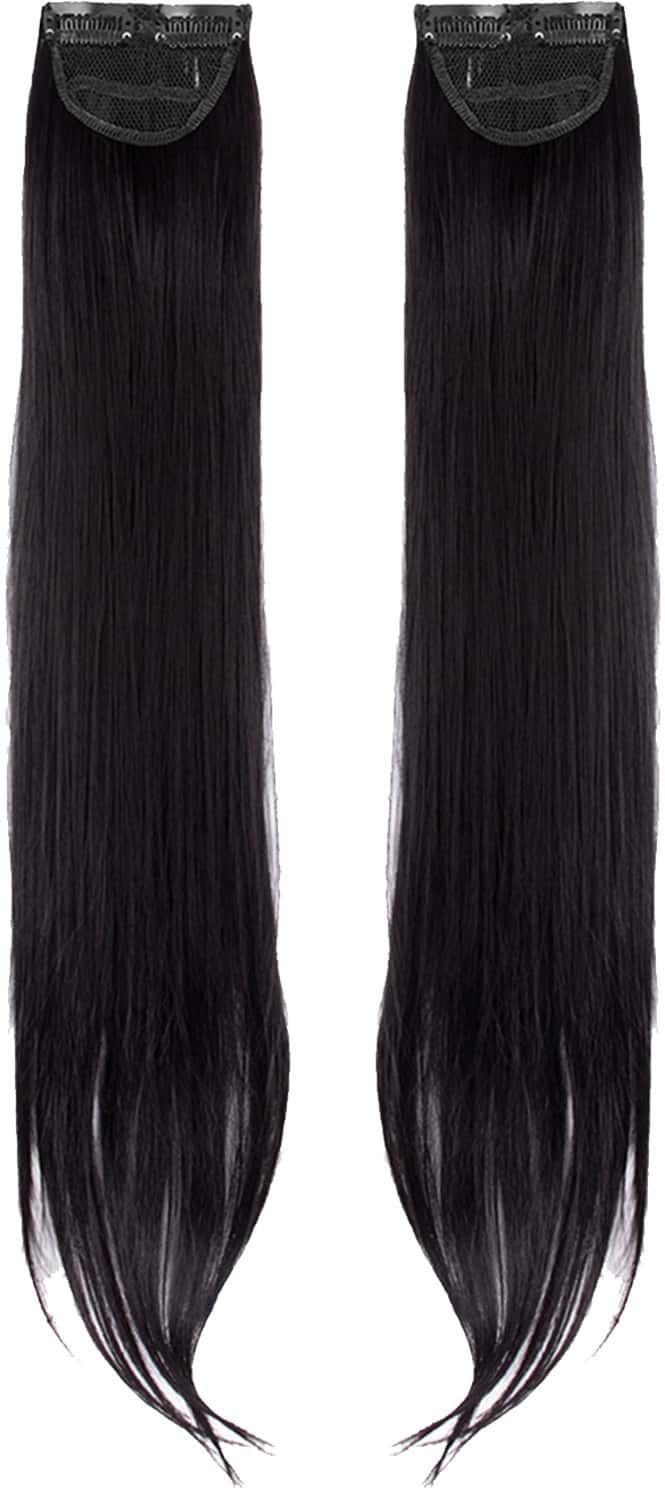 Streak Street Clip-In 24" Straight Jet Black Side Patches (2pcs Set)