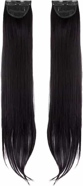 Streak Street Clip-In 24" Straight Jet Black Side Patches (2Pcs Set)