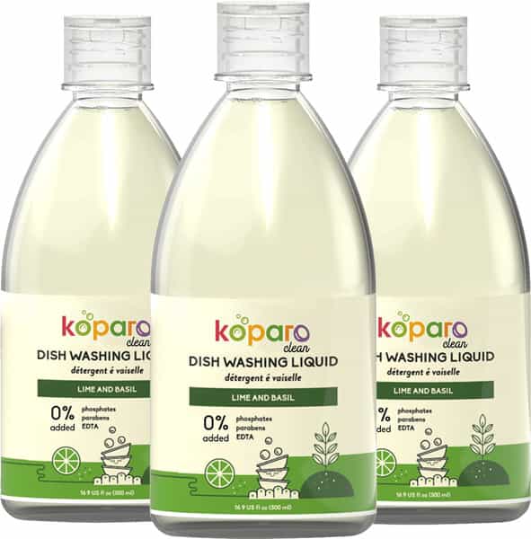 Koparo Dishwashing Liquid With Lime And Basil Plant Based | Germ Protection Baby & Pet Safe 500Mlx3