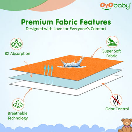 Oyo Baby Waterproof Bed Protector Baby Dry Sheet Small Peach (50 Cm X 70 Cm)