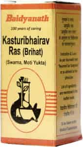 Baidyanath Asli Ayurved Kasturibhairav Ras (brihat) Swarna 5 Tablets Blood Sugar Control