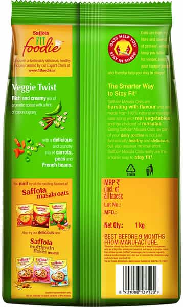 Saffola Masala Oats Tasty Evening Snack Veggie Twist 1Kg