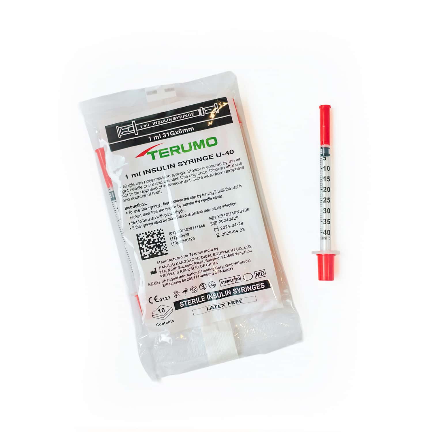 Terumo Insulin Syringe 1ml U-40 31g 6mm |latex Free Plunger Retention Technology | Pack Of 10