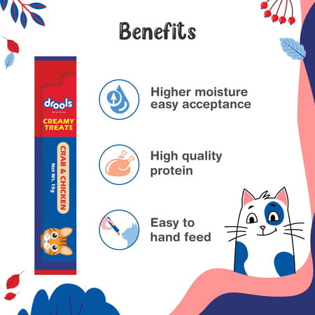 Drools Cat Lickable Creamy Treats Crab & Chicken For All Life Stages 25pcs Pack | 375g Pack