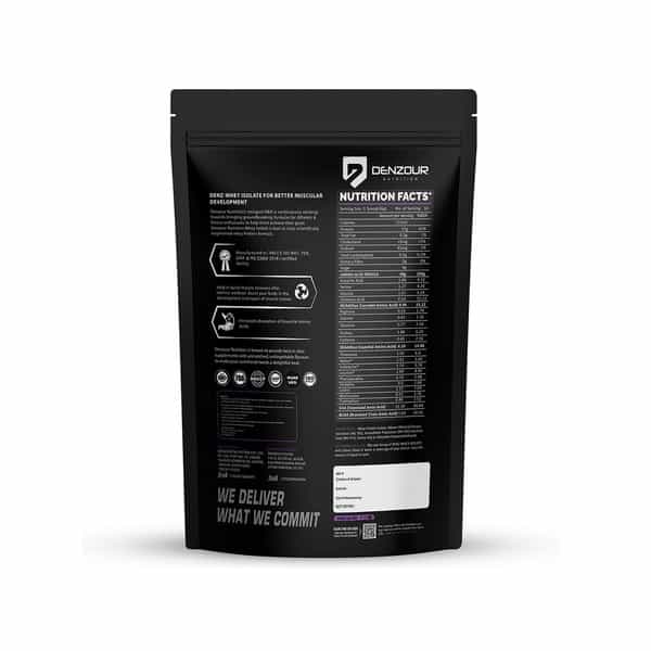 Denzour Nutrition Denz Whey Isolate Protein Powder For Men | Women | Dark Chocolate Flavour | 1.08Kg