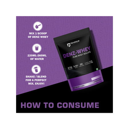 Denzour Nutrition Denz Whey Isolate Protein Powder For Men | Women | Dark Chocolate Flavour | 1.08kg