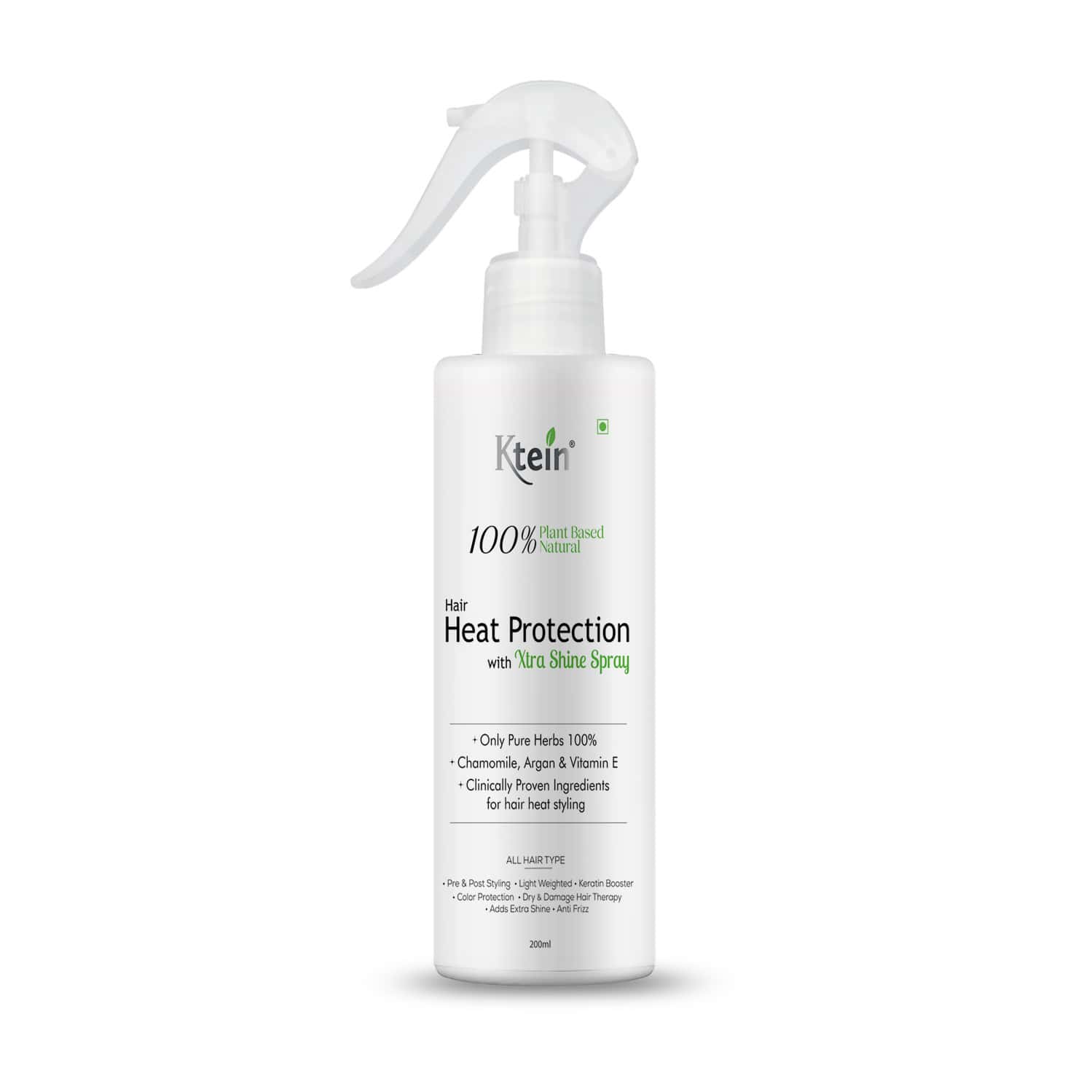Ktein Natural100% Plant Base Hair Heat Protection Spray With Extra Shine 200ml