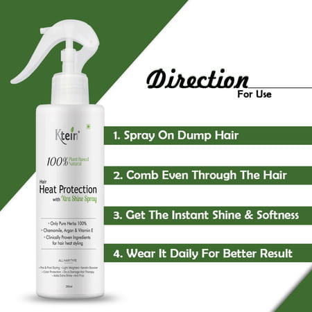 Ktein Natural100% Plant Base Hair Heat Protection Spray With Extra Shine 200Ml
