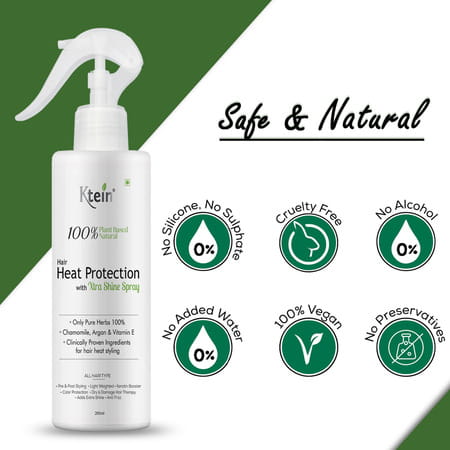 Ktein Natural100% Plant Base Hair Heat Protection Spray With Extra Shine 200Ml