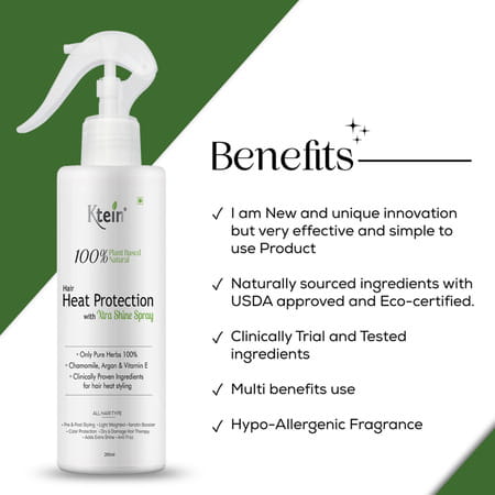 Ktein Natural100% Plant Base Hair Heat Protection Spray With Extra Shine 200Ml