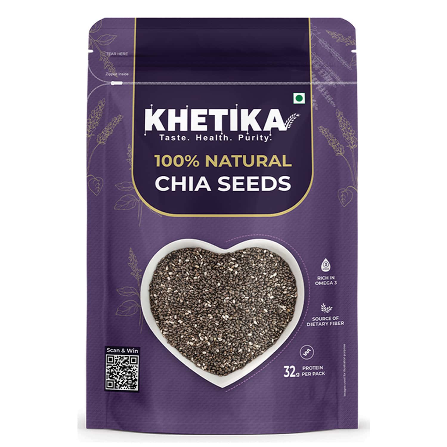 Khetika Premium Chia Seeds Pouch 500g