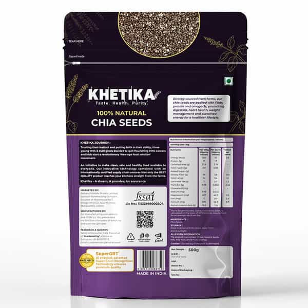 Khetika Premium Chia Seeds Pouch 500G