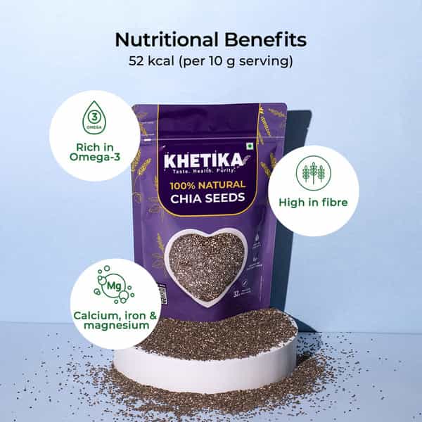 Khetika Premium Chia Seeds Pouch 500G