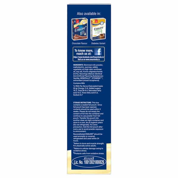 Ensure Balanced Nutrition Drink Powder For Adults Vanilla Flavour Box Of 375 Gm