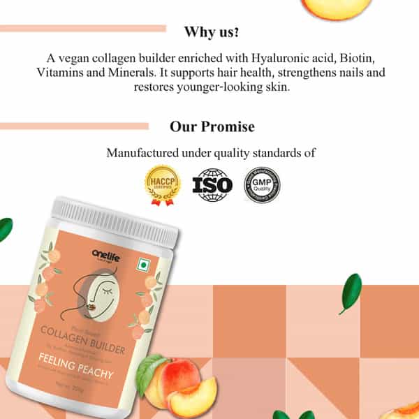 Onelife Plant Based Collagen Builder - Peach 200 Gm