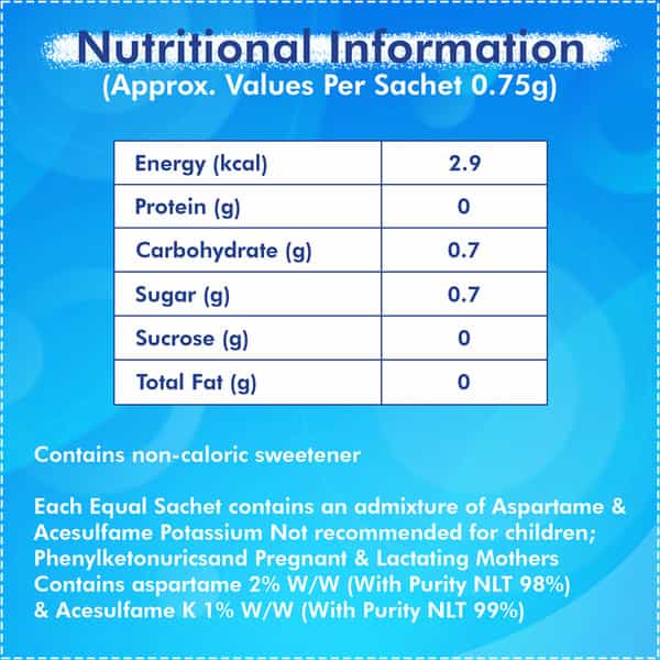 Equal Original Low Calorie Sweetener Sugar Free Low Calories Sugar Control 50 Sachet Pack Of 3