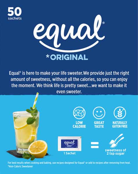 Equal Original Low Calorie Sweetener Sugar Free Low Calories Sugar Control 50 Sachet Pack Of 3