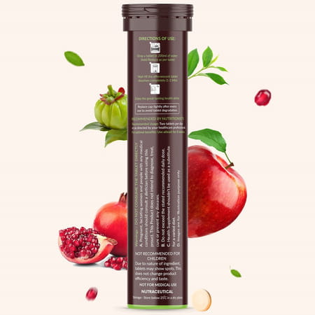 Vegan Greens Apple Cider Vinegar With Garcinina, Pomegrate, Green Tea, Vit B6- 25 Effer, Lemonginger