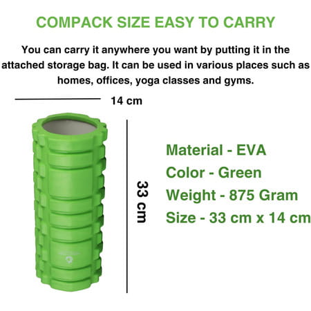 Healthtrek Foam Roller For Exercise (33 Cm) - Green