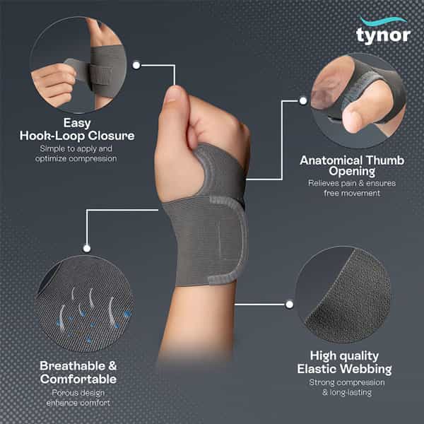 Tynor E 06 Wrist Brace With Thumb Size Universal