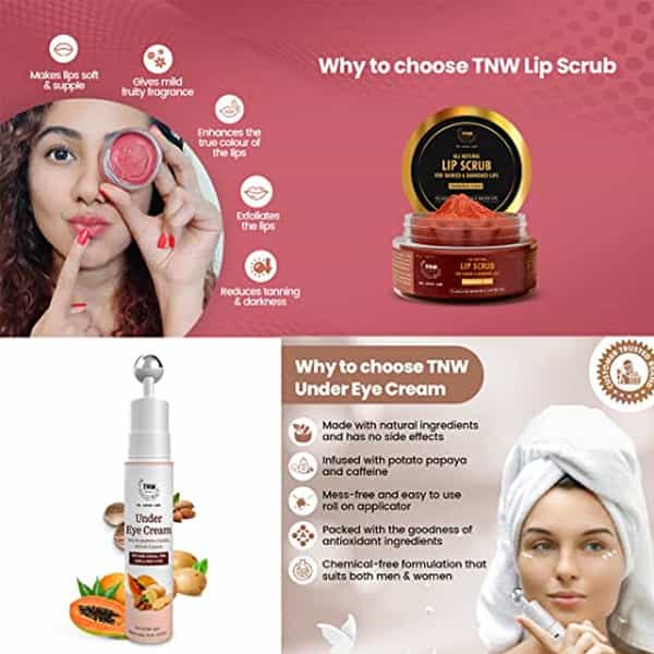 Tnw The Natural Wash Lip Scrub And Under Eye Cream| Lip And Eye Care Products | Combo