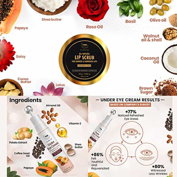 Tnw The Natural Wash Lip Scrub And Under Eye Cream| Lip And Eye Care Products | Combo