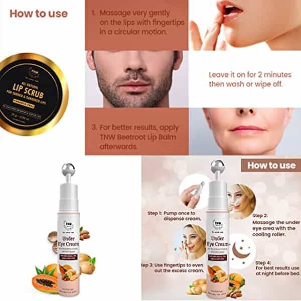 Tnw The Natural Wash Lip Scrub And Under Eye Cream| Lip And Eye Care Products | Combo