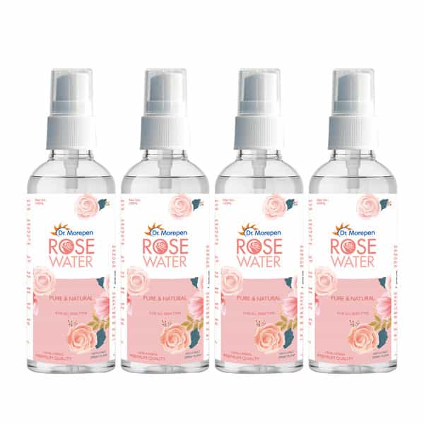 Dr. Morepen Pure & Natural Rose Water Spray For Face | Alcohol Free Toner - 100Ml Pack Of 4