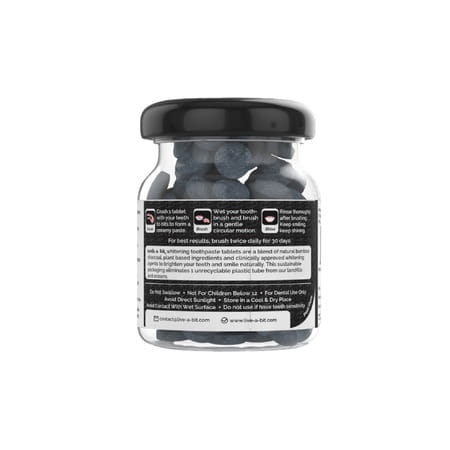 Teeth-A-Bit Snow White Whitening Bamboo Charcoal Tooth Bits, Plant-Based Toothpaste Tablet (60 Bits)