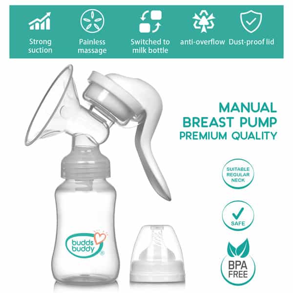 Buddsbuddy Manual Breast Pump Premium Quality 1 Pc White