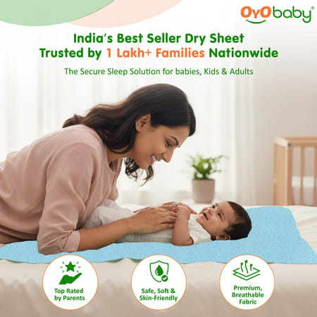 Oyo Baby Waterproof Bed Protector Baby Dry Sheet Small Sea Blue (50 Cm X 70 Cm)
